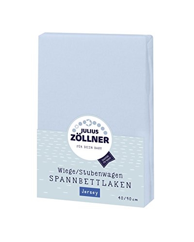Julius Zöllner 8330013350 - Spannbetttuch Jersery für die Wiege, Größe: 90 x 40 cm, Farbe: hellblau