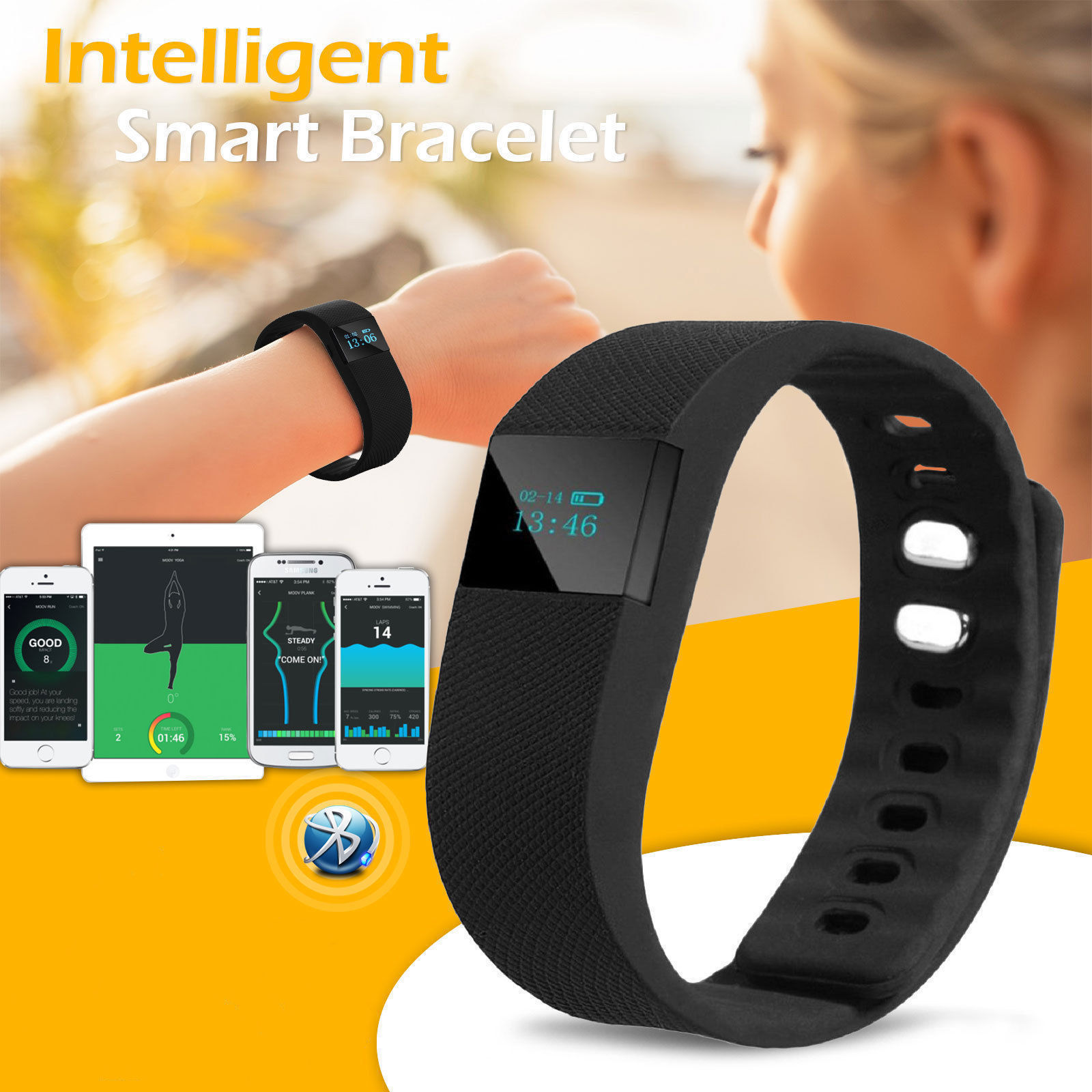 NEU Bluetooth Smart Armband Uhr Handy Schrittzähler Sports Fitness Tracker Watch