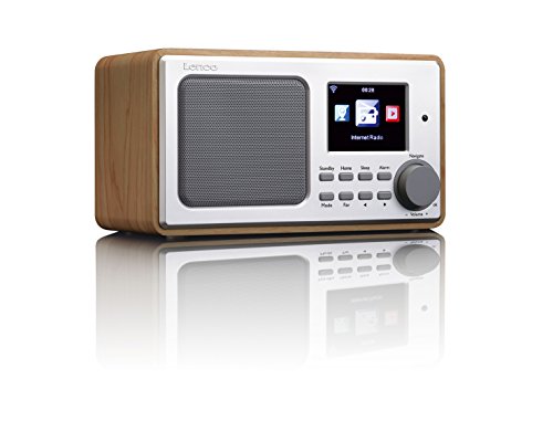 Lenco DIR-100 Internetradio WLAN mit Radiowecker und Wettervorhersage (8 cm TFT Farb-Display, USB, 2 Weckzeiten, AUX-Eingang, Line-Ausgang, Fernbedienung), wood