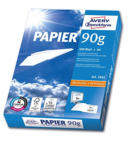 Avery Zweckform 2563 Drucker- und Kopierpapier (A4, 90 g/m², 500 Blatt, alle Drucker) weiß