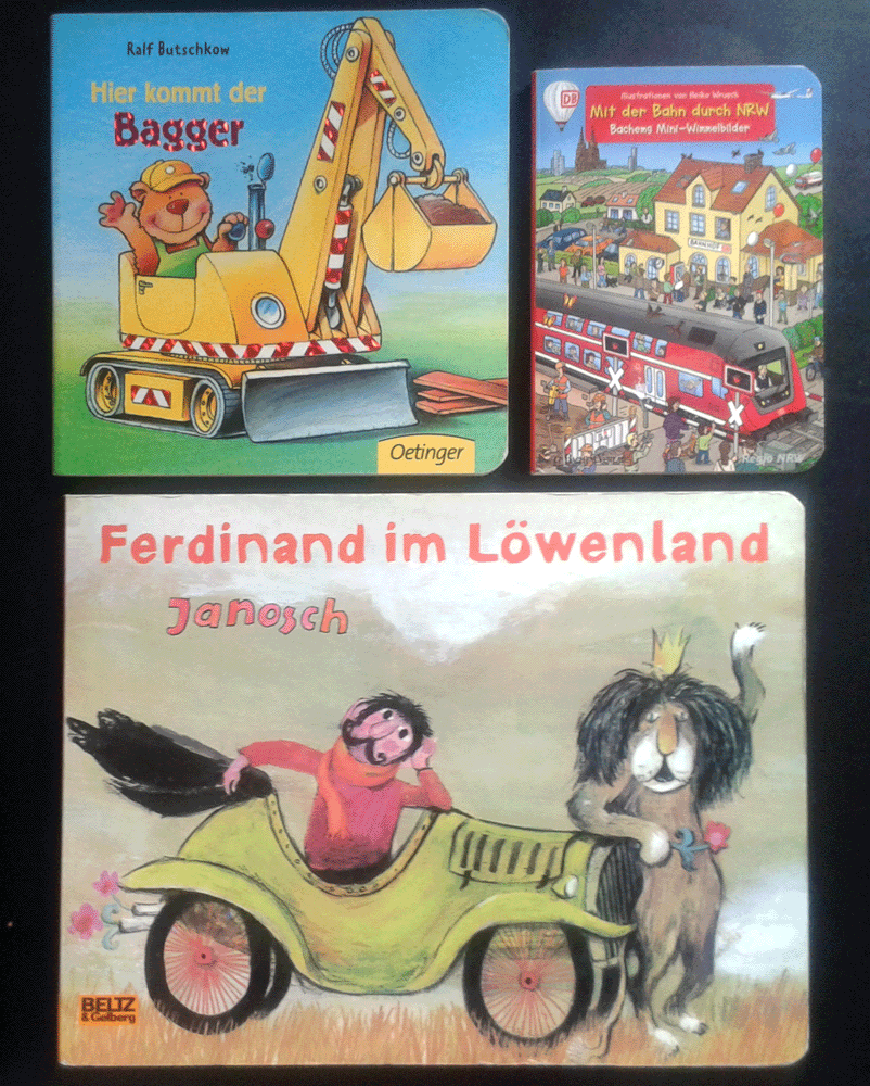 3 Pappbilderbücher: Janosch - Wimmelbuch - Bagger - Kinderbücher-Paket
