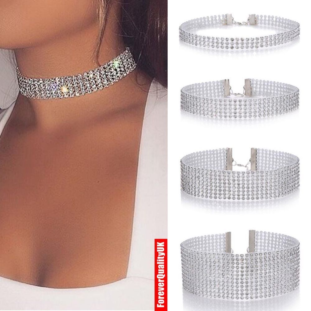 Fashion Women Full Diamond Crystal Rhinestone Choker Necklace Wedding Jewellery