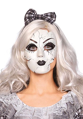 Leg Avenue A2757 - Porzellanpuppe Maske - Einheitsgröße, weiß, Damen Karneval Halloween Kostüm Fasching