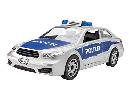 Revell Junior Kit Polizei Auto Modellbausatz für Kinder zum Schrauben, robust zum Basteln und Spielen, ab 4 Jahren, kindgerecht, müheloses Verbinden weniger Teile, mit Aufklebern - POLICE CAR 00802