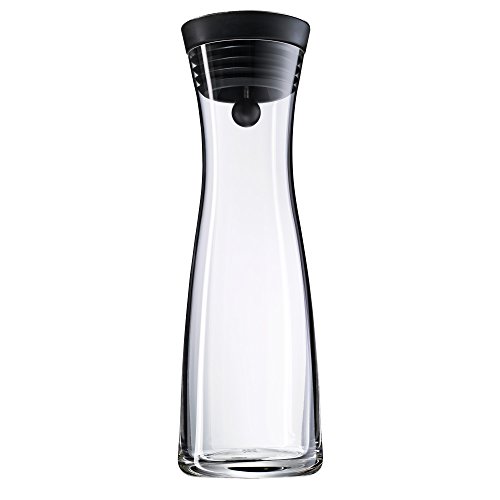 WMF 0617706040 Wasserkaraffe Basic (CloseUp-Verschluss, Glas, Höhe 29 cm, Ø 7,7 cm, 1,0 l Fassungsvermögen) Schwarz