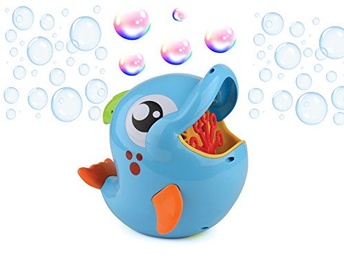 Gadgy ® Seifenblasenmaschine Delfin für Kinder und Draußen | Bubble Blower Machine Dolphin | Mit 236 ml. Seifenblasenlosung | Fisch Blau