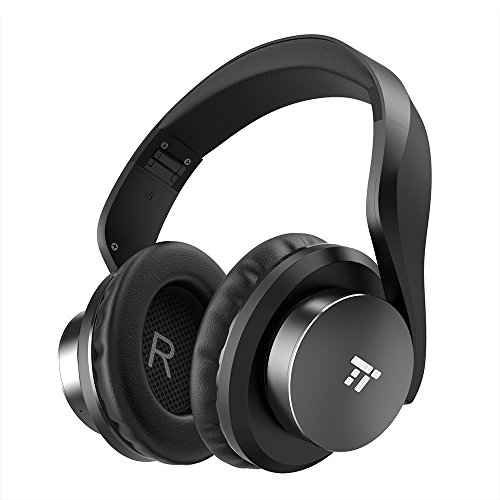 TaoTronics Bluetooth Kopfhörer Over Ear Headset 25 Stunden Spielzeit, Einstellbar mit CVC 6.0 Geräuschunterdrückung-Mikro, Zusammenklappbares Design mit On-Ear-Steuerung