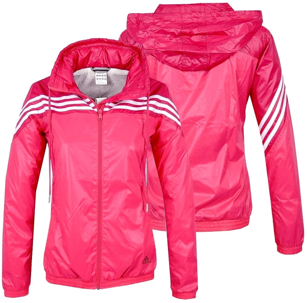 Adidas Damen Windbreaker Regen Wind Jacke Kapuzenjacke Jacket Hoodie rot/pink
