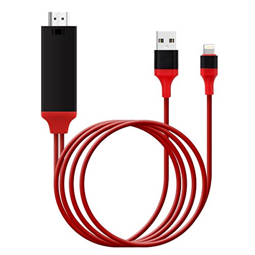 Lightning zu HDMI Kabel, Hizek 8pin Lightning Digital AV zu HDMI 1080P Adapterkabel für iPhone7 / 7Plus / 6s / 6Plus / 5 / 5s - Rot