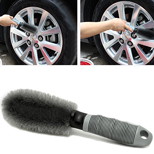 Auto Felgenbürste Waschbürste, Aodoor Auto Felgen Reifen Speichen Hand Wasch Bürste für Effektiven Reinigung Hochwertiger Felgen (Grau)