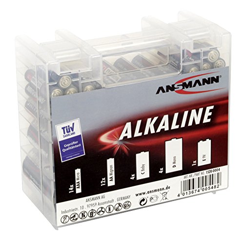 ANSMANN 35er Box Red Alkaline Batterie Sparpaket - Akkubox mit 14xMicro AAA/12xMignon AA/4xBaby C/4xMono D/1x9V E-Block Vorratsbox