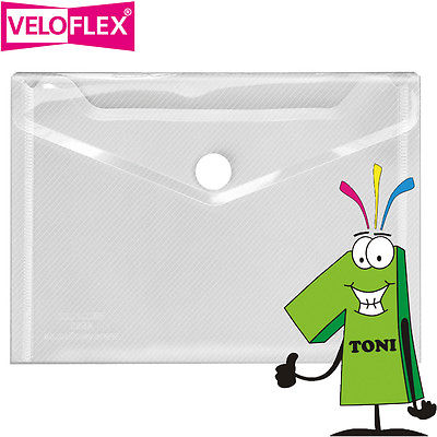10x Veloflex Dokumententasche A6 Crystal Doku-Tasche Klettverschluss transparent