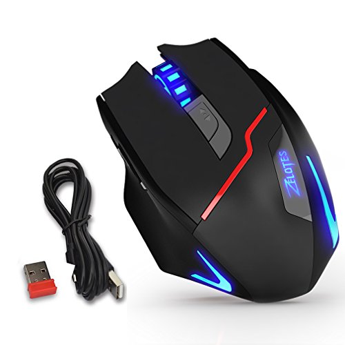 Zelotes F18 Kabellose Gaming Maus Mouse mit 3500 DPI, 2.4G Wireless Kabellos und USB Kabelgebundene für Gamer PC Mac