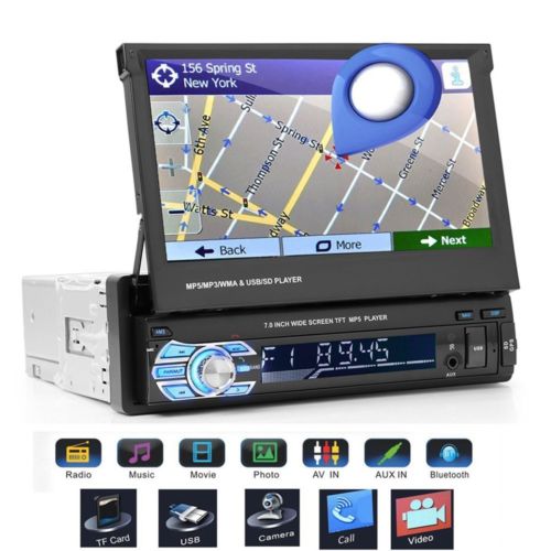 AUTORADIO MIT NAVIGATION GPS NAVI TOUCHSCREEN BILDSCHIRM BLUETOOTH USB SD 1DIN