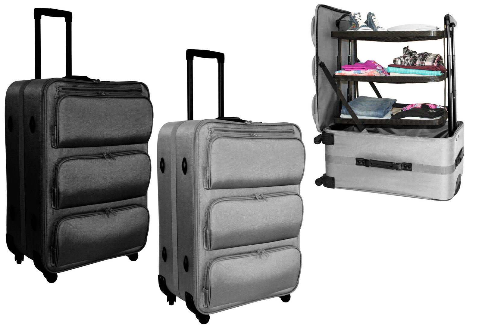 XL Koffer 60L Trolley Reisekoffer 71cm Reise Gepäck + Regalsystem herausnehmbar