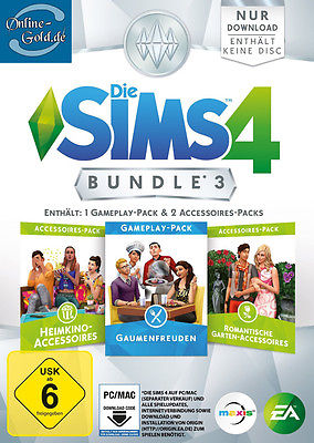 Die Sims 4 Bundle 3 EA Origin Gaumenfreuden Heimkino Romantische Garten PC Key