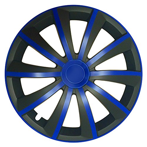 (Größe & Farbe wählbar) 15 Zoll Sportliche Bicolor Radzierblenden (GRAL – Blau/Schwarz). Universal Radkappen passend für fast alle PKW.