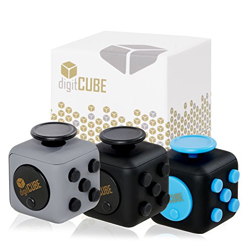 Fidget Stress Würfel Cube mit 6 Funktionen - Original digitCUBE Stresskiller - Spielzeug gegen Nervosität und Streß (Schwarz)