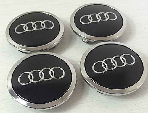 Set von 4 Radkappen Audi Leichtmetallrad Badges Central Schwarz 69 mm 4B0601170A S3 S4 A2 A3 A4 A6 A8 TT RS4 Q5 Q7, S3 S4 S6 RS6 TT S line alle Road und weitere Modelle