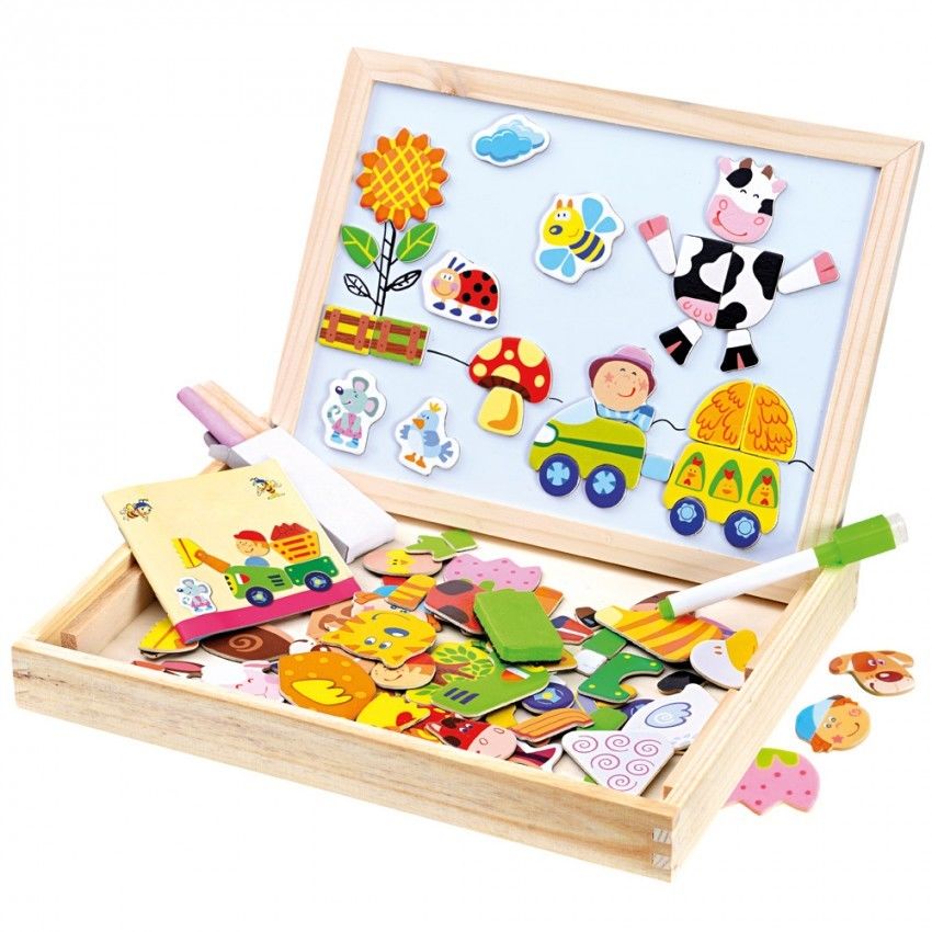 Holz-Puzzle-Box für Kinder von Bino Motorik Spielzeug Holzspielzeug Magnettafel