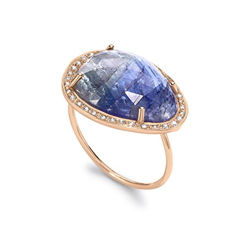 Celine d’Aoust Damen-Ring Roségold 14 k (585) Tansanit Blau Ovalschliff - Größe 50 (15.9)