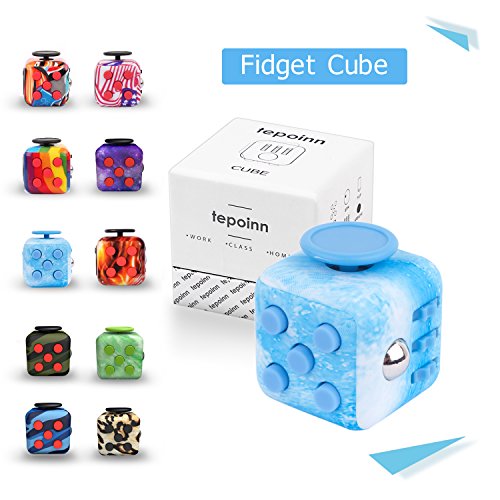 Tepoinn Stresswürfel Zappeln Cube Würfel vergleichbar wie Fidget Cube mit 6 unterschiedliche Funktionen entlastet Stress und Angst Spielzeug Geschenke für Kinder und Erwachsene Himmel (Blaue)