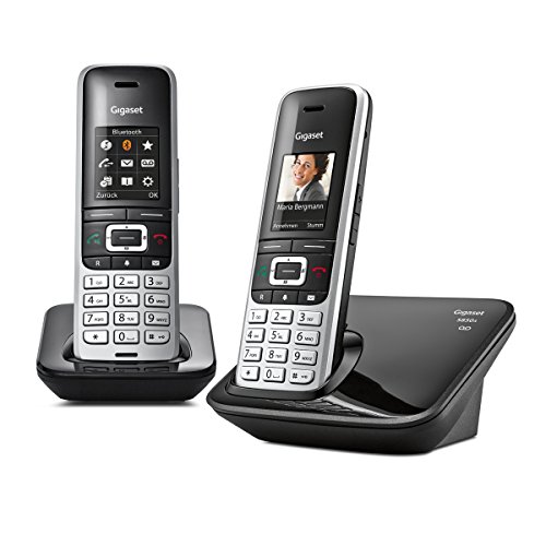 Gigaset S850A Duo Telefon - Schnurlostelefon / 2 Mobilteile - mit Farbdisplay / Dect-Telefon - Anrufbeantworter - schnurloses Telefon - mit Freisprechen - platin schwarz