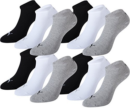 PUMA Unisex Sneakers Socken Sportsocken 12er Pack (grey / white / black, 39-42)