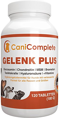 GELENKTABLETTEN FÜR HUNDE - 120 Stück - CaniComplete Gelenk Plus – beste Inhaltsstoffe: Glucosamin, Chondroitin, MSM, Teufelskralle, Kollagen, Vitamine uvm.