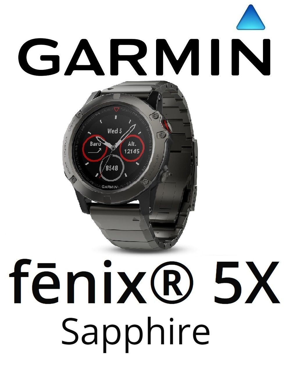Garmin Fenix 5X Saphir Grau GPS Uhr mit Metallarmband Multi Sport Handgelenk HR