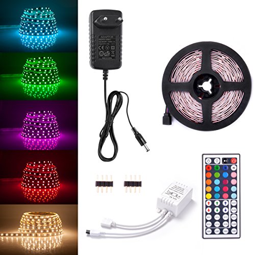Sunix® LED Streifen Set, 2M Strip lights mit 60 RGB LEDs (SMD 5050) , DIY-Beleuchtung, Nicht Wasserdicht, Inklusive Netzteil 12V 2A und 44 Tasten IR-Fernbedienung, LED Lichtband