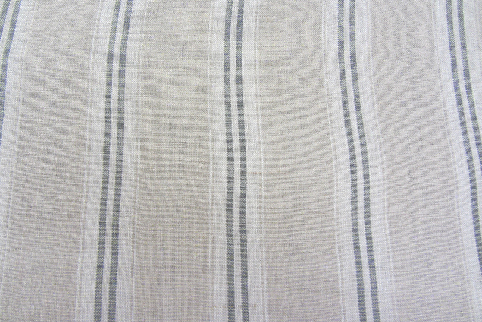  French Vintage Linen Stripe Charcoal Grey Curtain/Craft / upholstery Fabric 