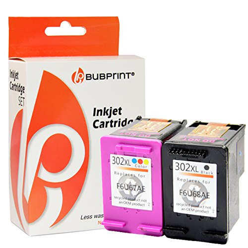 2x Bubprint Tintenpatrone kompatibel für HP 302 DeskJet 3636 2130 3630 1110 Envy 4525 4520 OfficeJet 3831 3830 4655 all-in-one Multifunktionsdrucker