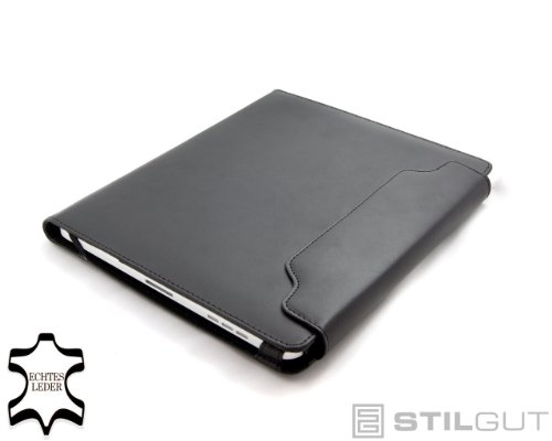 StilGut Sinus schlichtes elegantes Etui aus echtem Leder für Apple iPad Wifi + 3G in schwarz mit Innenfach