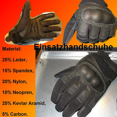 TACTICAL Security Polizei Kampfhandschuhe Einsatzhandschuhe in schwarz Kevlar 