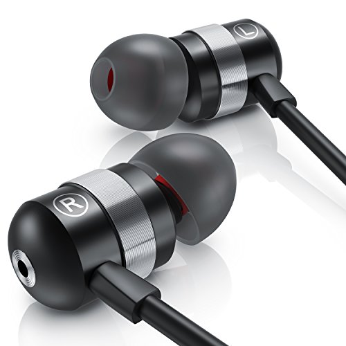 CSL - In-Ear Curved Kopfhörer / Premium 680s Alu Earphone | widerstandsfähiges Aramid-Kabel / optimierte Soundtreiber / Knickschutz | 10mm Schallwandler | schwarz
