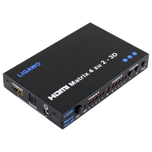 Ligawo 6518720-30 HDMI Matrix 4 x 2 3D HighSpeed mit SPDIF/Toslink/Klinke Audio Ausgang (3,5mm)