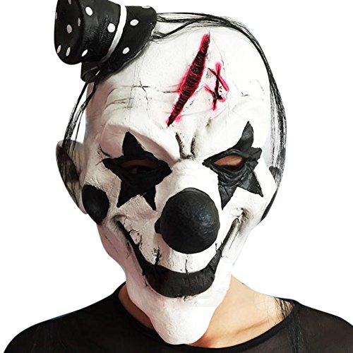 LAEMILIA Clown Maske Latex Halloween Party Kostüm Deko Killer Clown Maske Horror Fasching Zubehör (Schwarz-Weiß)