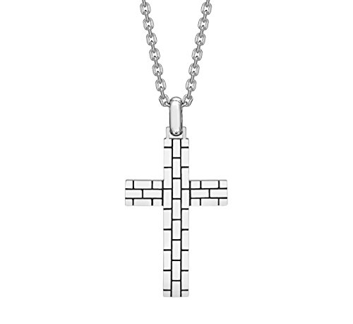Hoxton London Herren Sterling Silber Herringsgrät gemustertes Kreuz Verstellbare Kette 51 - 55cm