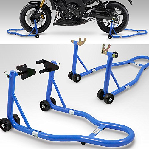 BITUXX® Motorradständer hinten & vorn Motorrad Montageständer Transportständer Blau Belastbar bis 250 kg pro Ständer