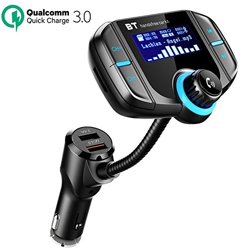 Bluetooth FM Transmitter, LEHXZJ KFZ Auto Radio Adapter MP3-Player mit EQ-Sound-Effekt, Freisprecheinrichtung Car Kit mit 2 Auto USB Ladegerät (QC3.0 & 5V/2.4A) und Mikrofon, 1.7-Zoll-Display, AUX-Eingang,TF-Karten-Slot für iOS- und Android-Geräte
