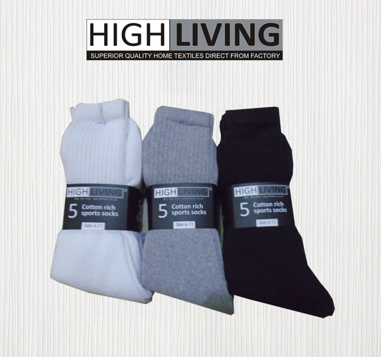 15 Pairs of Mens Sport Socks Cushion Sole Black White Grey Cotton Rich Size 6-11