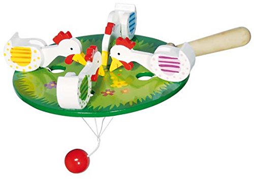 Goki 53915 - 4 pickende Hühner Spielzeug