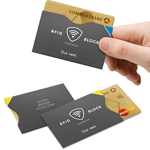 TÜV geprüfte reißfeste RFID Blocking NFC Schutzhüllen [12+2 Stück] - für Kreditkarte, EC Karte, Personalausweis, Reisepass - bietet 100% Schutz gegen unerlaubtes Auslesen Schutzhülle Scheckkartenhülle