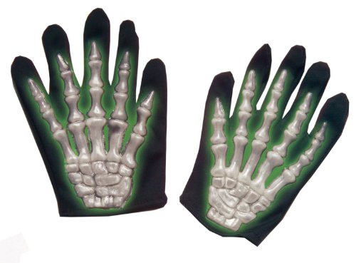 Widmann 8408G - 3D Skelett Handschuhe für Kinder, fluoreszierend