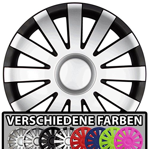 (Farbe & Größe wählbar!) 16 Zoll Radkappen AGAT (Schwarz-Silber matt) passend für fast alle Fahrzeugtypen (universal)