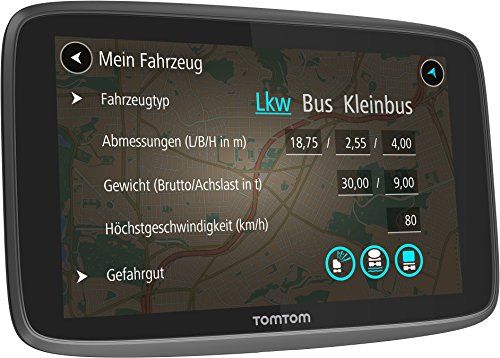 TomTom Go Professional 6250 LKW-Navigationsgerät (6 Zoll (15,24 cm), Updates via Wi-Fi, 50.000 POIs, Smartphone Benachrichtigungen, Lebenslang Karten (Europa), Traffic und Radarkameras) schwarz