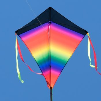 Großer Kinderdrachen - SUPER-DRACHEN Rainbow Eddy XL - Einleiner Flugdrachen für Kinder ab 6 Jahren - 90x98cm - inklusiv 80m Drachenschnur und Streifenschwänze