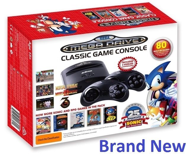 New Sega MegaDrive With 80 Built-In Games 25th Sonic - Mortal Kombat l, ll, lll