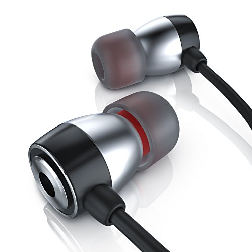 CSL - In-Ear 650s Premium Kopfhörer / Alu Earphone | widerstandsfähiges Aramid-Kabel / optimierte Soundtreiber / Knickschutz | 10mm Schallwandler | schwarz / silber